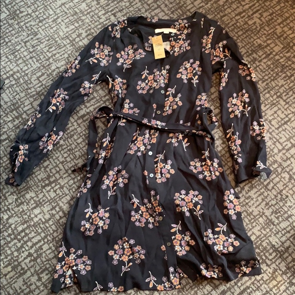 LOFT floral print long-sleeved dress